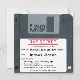 50. Überraschung Geburtstag Top Secret Retro 80er  Einladung