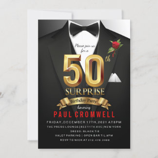 50. Überraschung Geburtstag Tuxedo Einladung