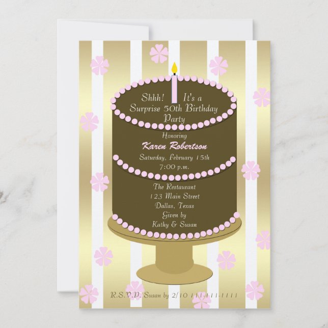 50. Überraschung Geburtstagsparty Einladung (Vorderseite)