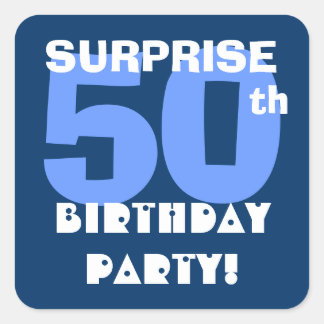 50. ÜBERRASCHUNG Geburtstagsparty Marine und Aqua  Quadratischer Aufkleber