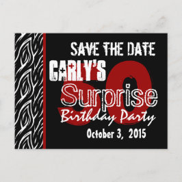 50. Überraschung Save the Date Modernes Schwarz-we Ankündigungspostkarte