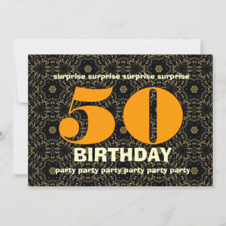 50. Überraschungs-Geburtstags-Gold und schwarzes Einladung