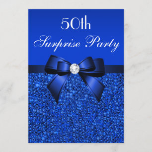50. Überraschungs-Party-königliches Blau-Sequins Einladung