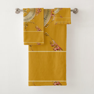 50. und 1. Goldener Ocker Hochzeitstag Badhandtuch Set