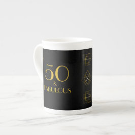 50 und ein fabelhafter Geburtstag Art Déco-Stil Prozellantasse