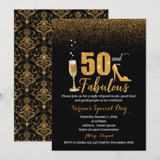 50 und ein toller Geburtstag Einladung für Frauen
