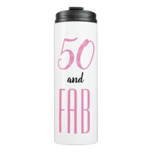 50 und Fab rosa und schwarz Thermosbecher