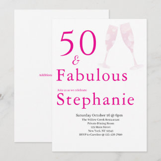 50 und Fabelhaft | 50. Geburtstagsfeier Pink Einladung