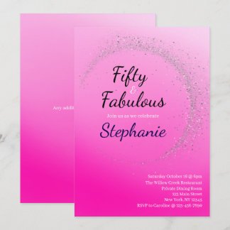 50 und Fabelhaft | 50. Geburtstagsfeier Rosa Einladung