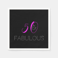 50 und fabelhaft Chic Hot Pink Black Birthday Serviette