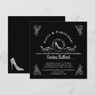 50 und fabelhaft Diamant High Heels Geburtstag Einladung