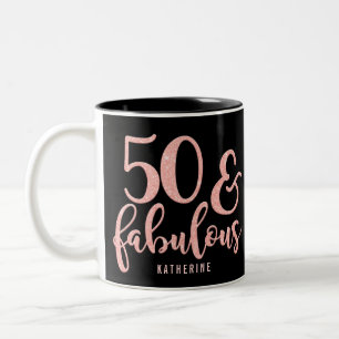 50 und Fabelhaft Elegant Roségold und Schwarz Maßg Zweifarbige Tasse