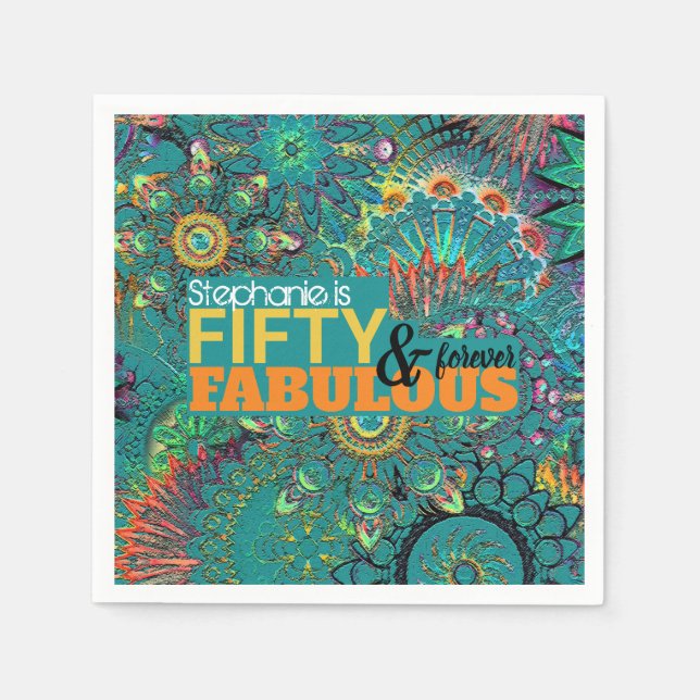 50 und fabelhaft farbenfroh blau Bohemisch Serviette (Vorderseite)