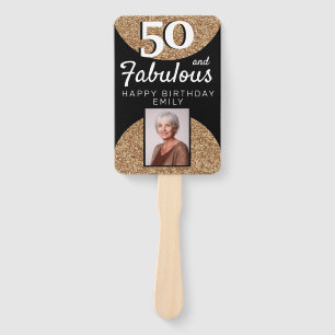 50 und Fabelhaft Gold Glitter 2 Foto 50. Geburtsta Fächer