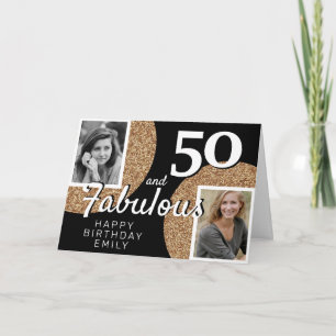 50 und Fabelhaft Gold Glitter 2 Foto 50. Geburtsta Karte