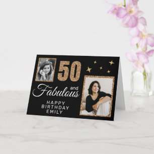 50 und Fabelhaft Gold Glitter 2 Foto 50. Geburtsta Karte