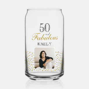 50 und Fabelhaft Gold Glitter Foto 50. Geburtstag Dosenglas