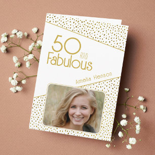 50 und Fabelhaft Gold Glitter Foto 50. Geburtstag Karte