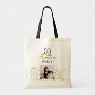 50 und Fabelhaft Gold Glitter Foto 50. Geburtstag Tragetasche