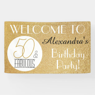 50 und Fabelhaft Gold Personalisierte Geburtstagsf Banner