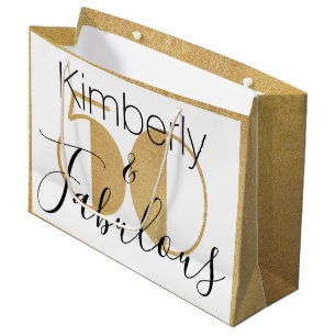 50 und Fabelhaft Gold Personalisierte Geburtstagsf Große Geschenktüte