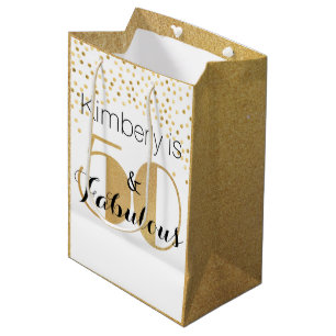 50 und Fabelhaft Gold Personalisierte Geburtstagsf Mittlere Geschenktüte