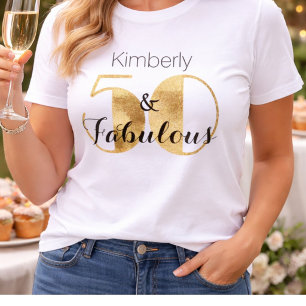 50 und Fabelhaft Gold Personalisierte Geburtstagsf T-Shirt
