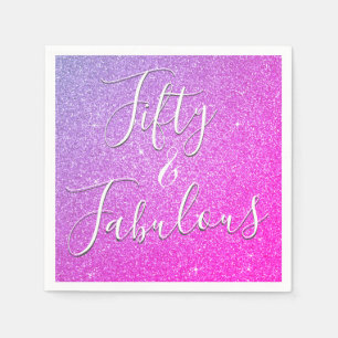 50 und fabelhaft Lila - Rosa Glitzer Serviette