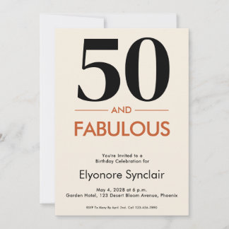 50 und Fabelhaft Minimal Elegant 50. Geburtstag Einladung