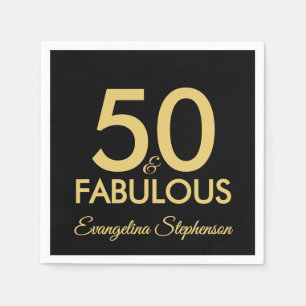 50 und Fabelhaft Moderne schwarze Goldene 50. Gebu Serviette