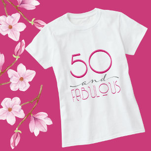 50 und Fabelhaft Pink Retro Vintage-Typografie T-Shirt