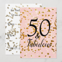 50 und fabelhaft Rosa und Gold Confetti Geburtstag