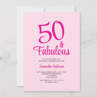 50 und Fabelhaft Rosé 50. Geburtstagsfeier Einladung