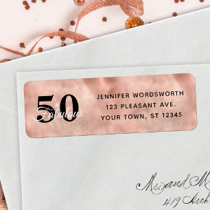 50 und Fabelhaft Rose Gold Glam Geburtstags-Etiket