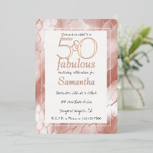 50 und Fabelhaft Rose Gold Schlange Tier Geburtsta Folieneinladung