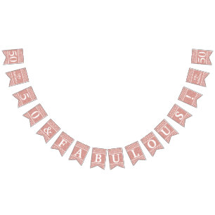 50 und Fabelhaft Roségold Glitter Weiß Geburtstag Wimpelkette
