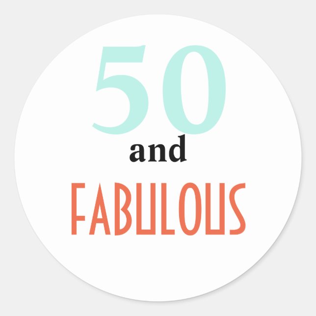50 und fabelhaft runder aufkleber (Vorderseite)