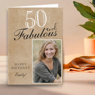 50 und Fabelhaft Rustikale Elegante Geburtstagsfot Karte