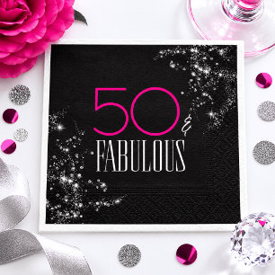 50 und Fabelhaft Schwarz Rosa Glamour Funkelnder G Serviette