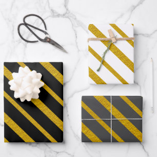 50 und fabelhaft Schwarz-weiß Grau und Gold Geschenkpapier Set