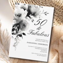 50 und Fabelhaft Schwarz Weiße Florale 50. Geburts