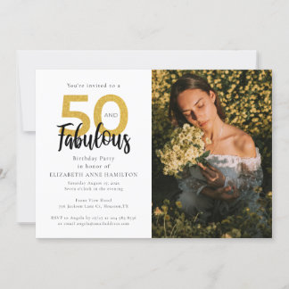 50 und fabelhafte 50. Foto Geburtstagsparty Einladung