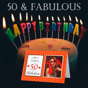 50 und fabelhafte 50. Geburtstag Foto Orange & Dot Karte