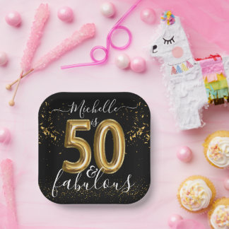 50 und fabelhafte 50. Geburtstag Gold Balloons Bla Pappteller