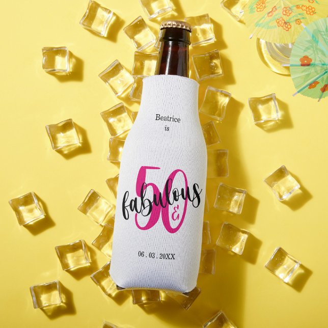 50 und fabelhafte 50. Geburtstag Pink Flasche Flaschenkühler (Von Creator hochgeladen)