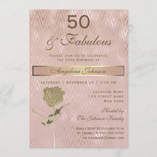 50 und fabelhafte 50. Geburtstag Sparkle Rose Gold Einladung