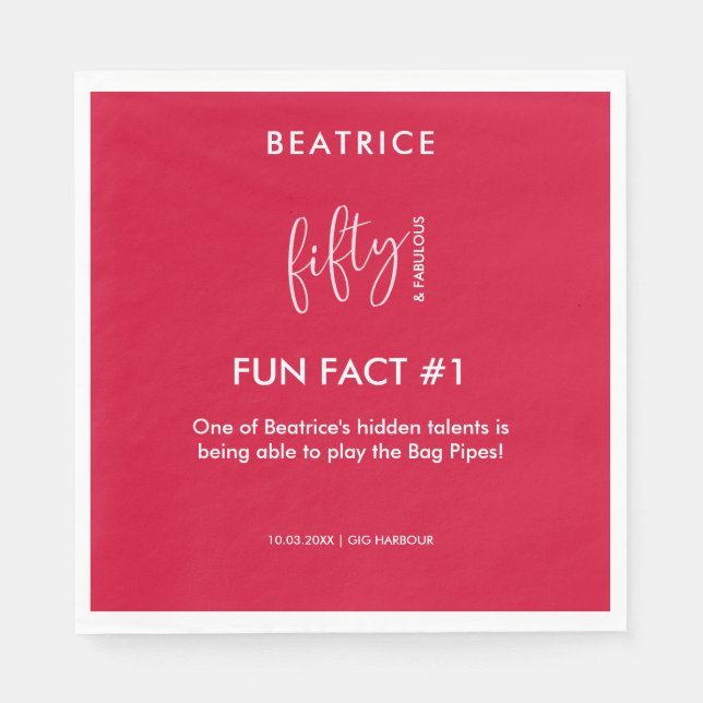 50 und fabelhafte 50. Geburtstag Spaß Fakt Serviette (Vorderseite)