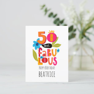 50 und fabelhafte 50. Geburtstag Whimsical Letteri Postkarte
