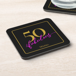 50 und fabelhafte 50. Geburtstagsparty Black and G Getränkeuntersetzer