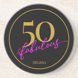 50 und fabelhafte 50. Geburtstagsparty Black and G Getränkeuntersetzer